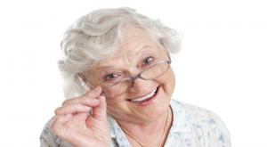 older woman glasses on
